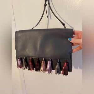 Rebecca Minkoff Cross Body Tassel Handbag Black Leather